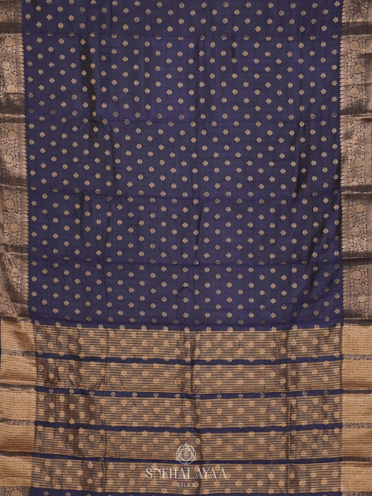 Navy Blue Raw Silk Saree