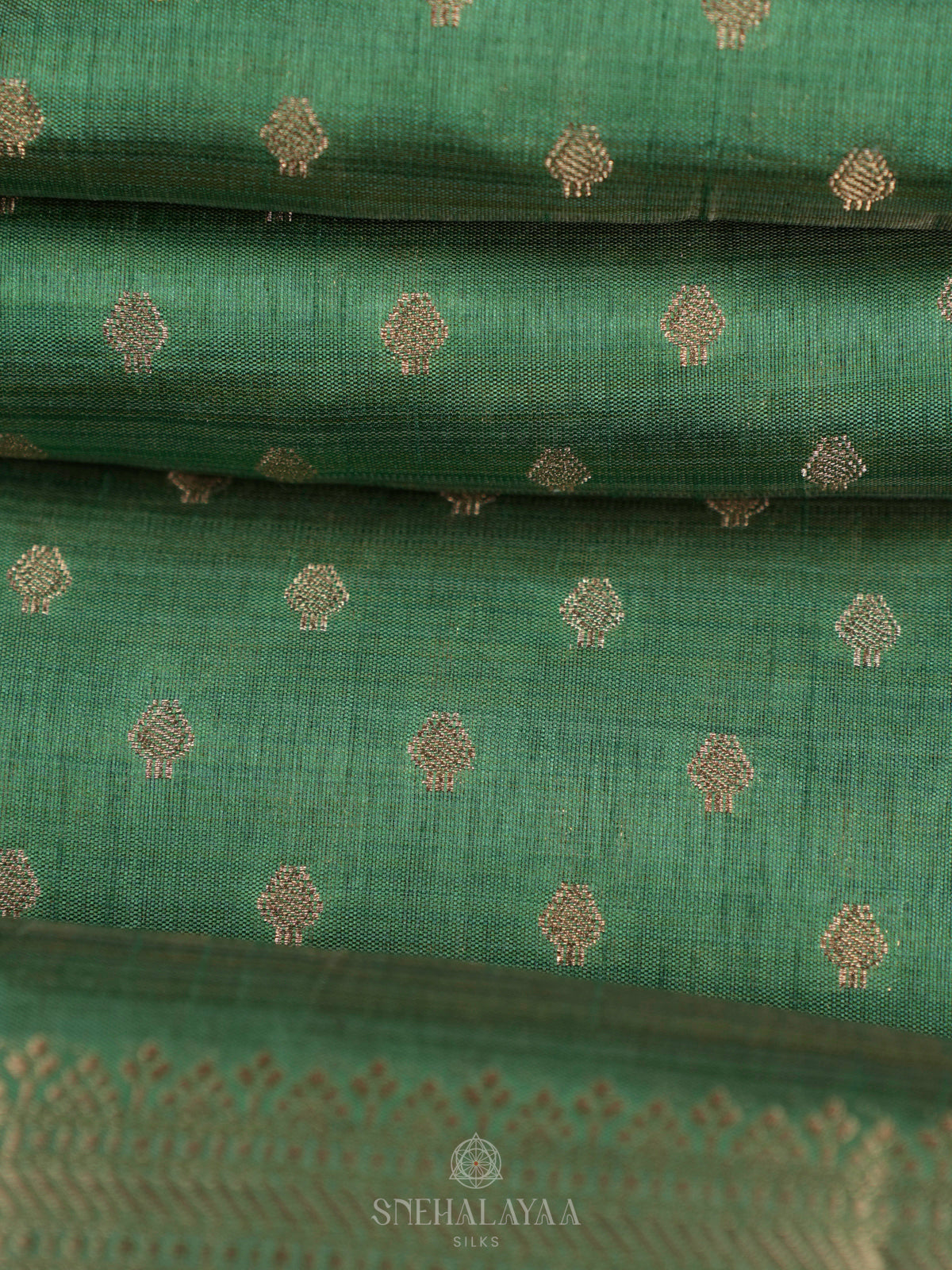 Forest Green Raw Silk Saree