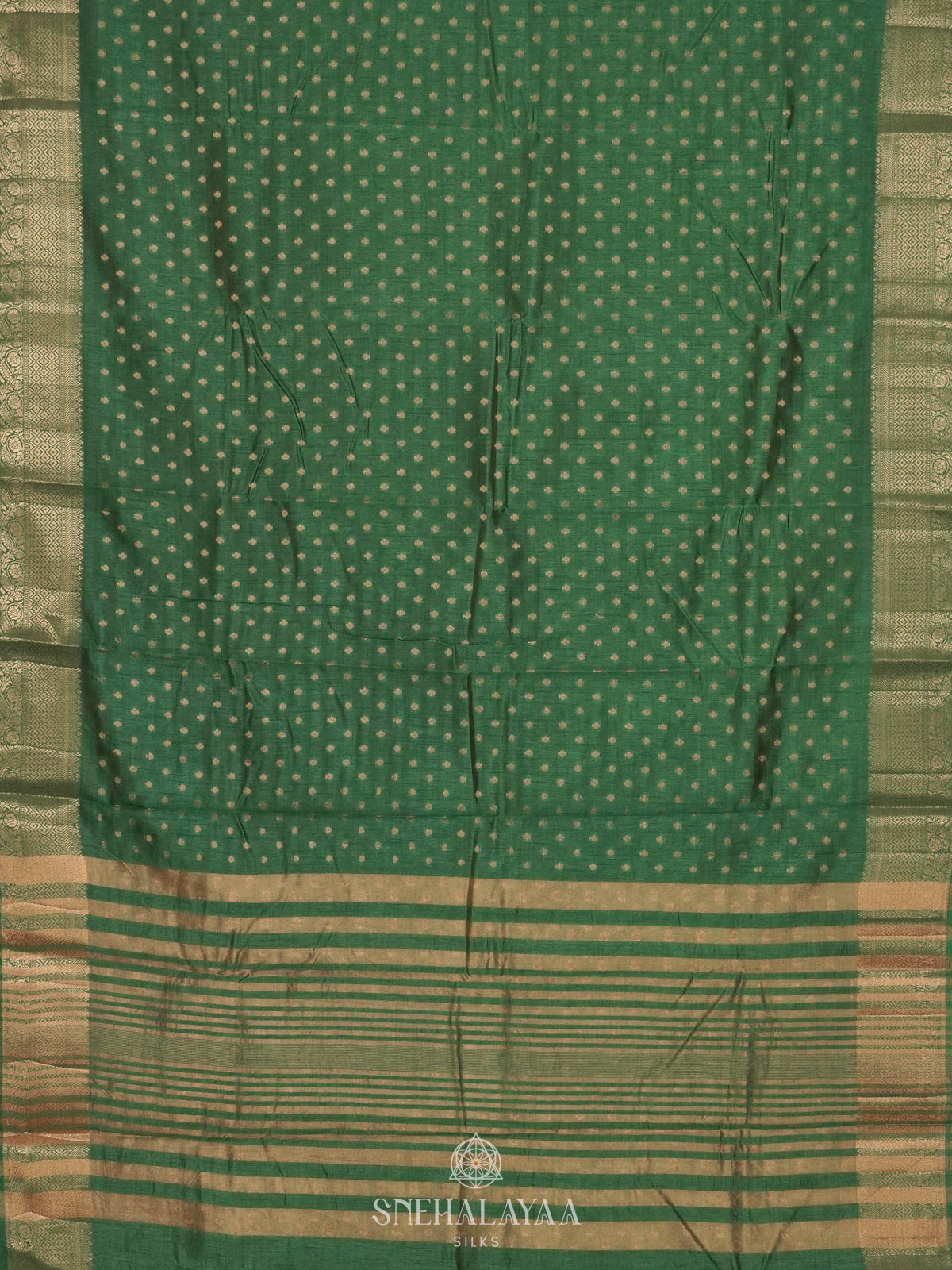 Forest Green Raw Silk Saree