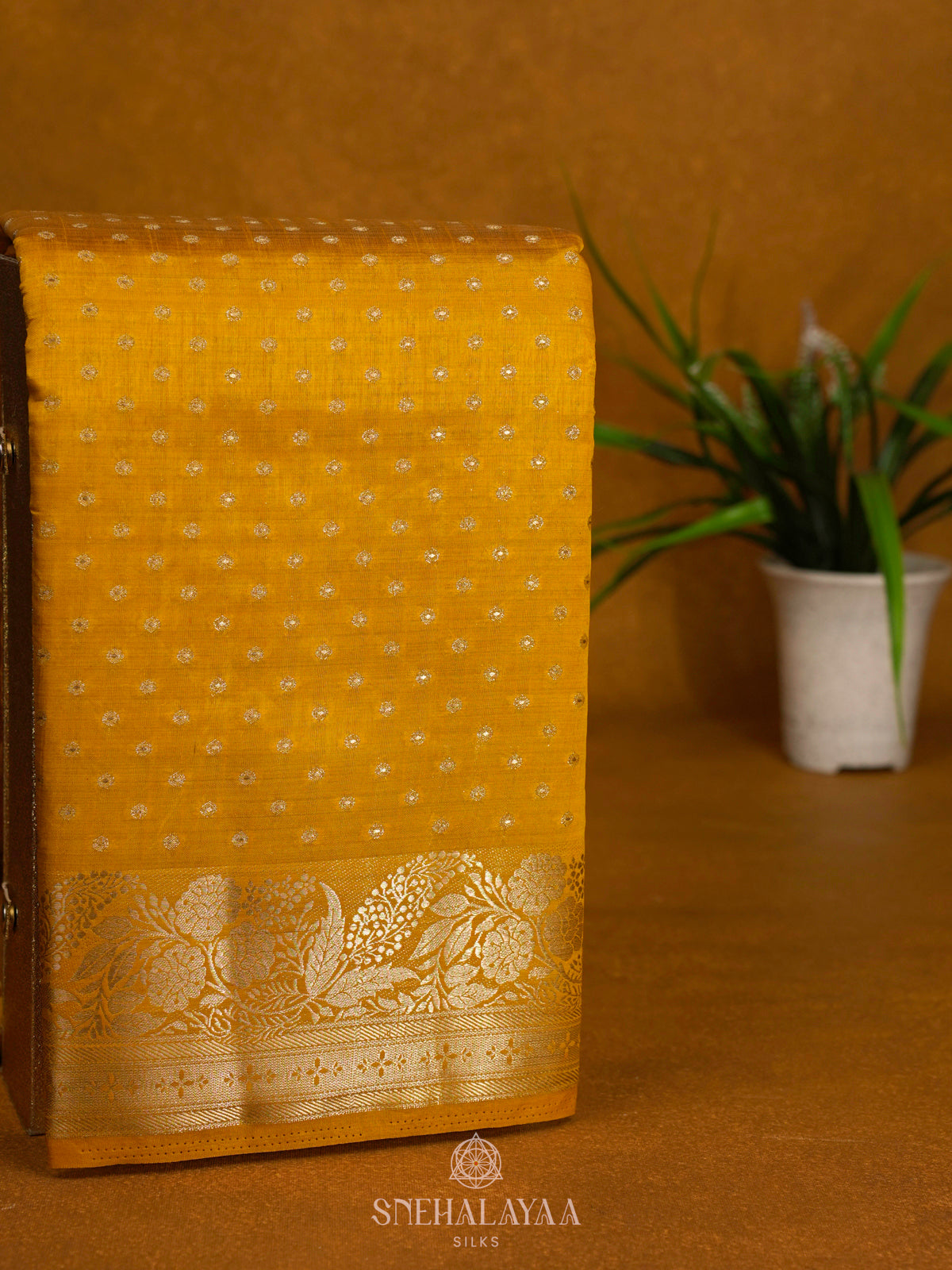 Mango Yellow Raw Silk Saree