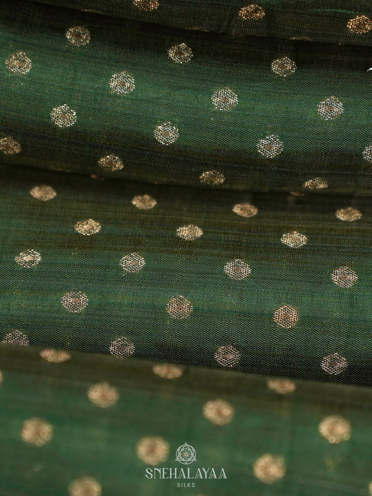 Forest Green Raw Silk Saree