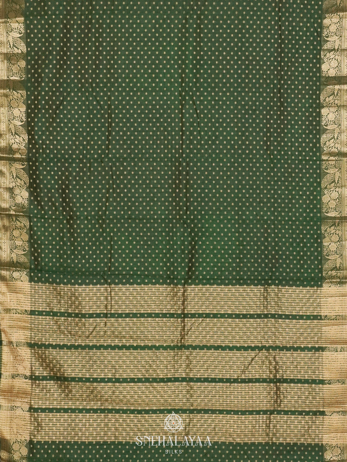 Forest Green Raw Silk Saree