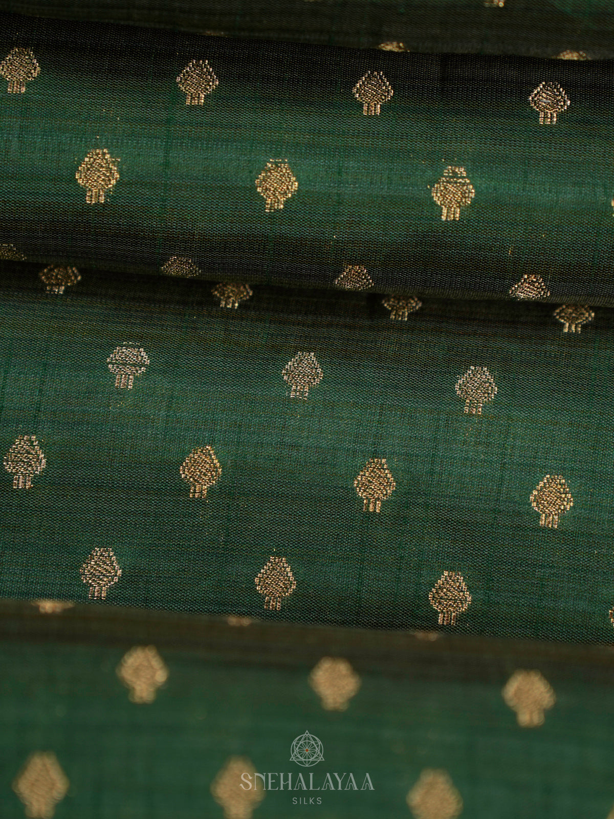 Forest Green Raw Silk Saree