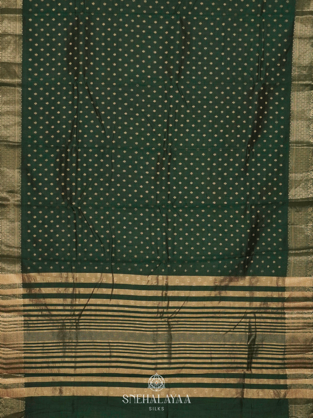 Forest Green Raw Silk Saree