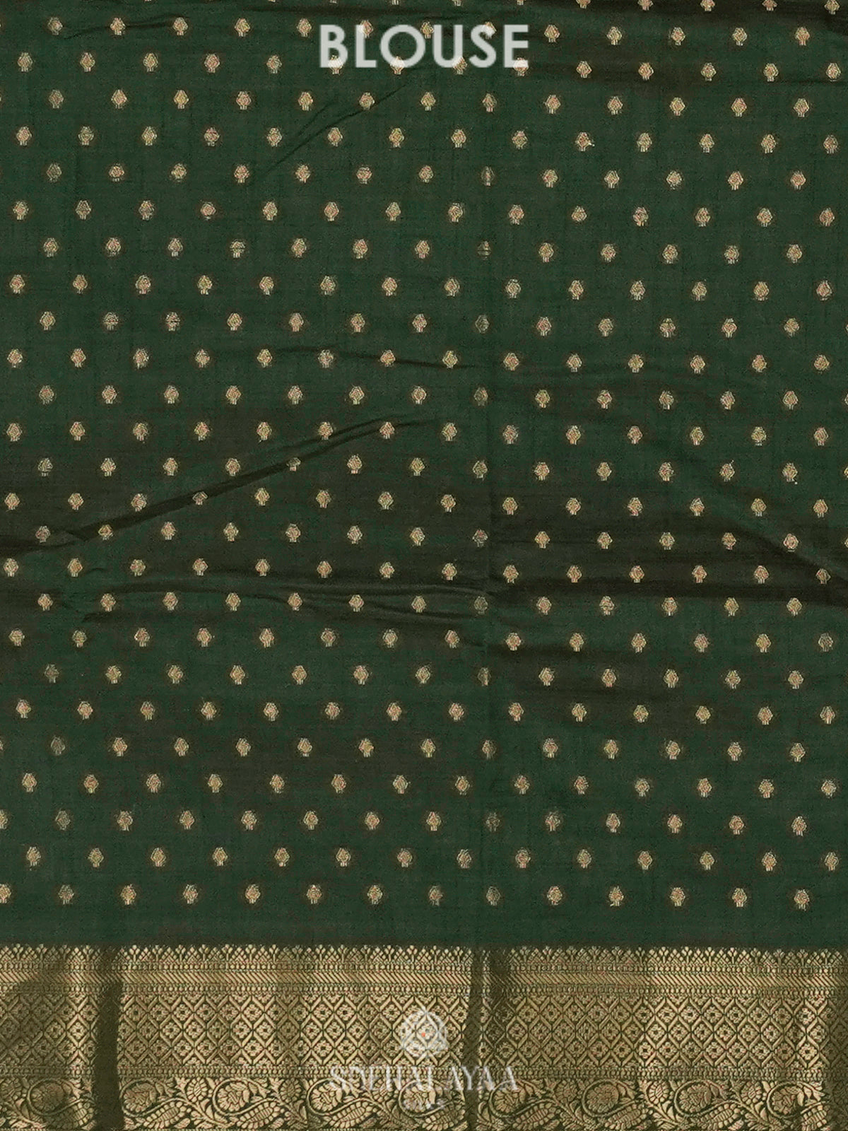 Forest Green Raw Silk Saree