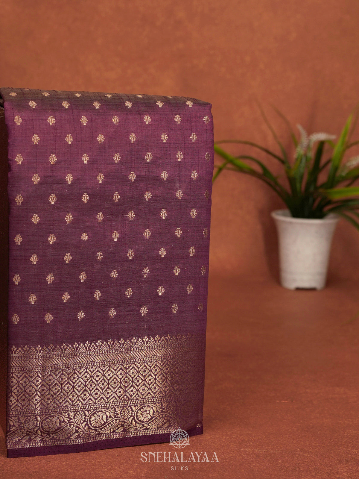 Wine Raw Silk Saree