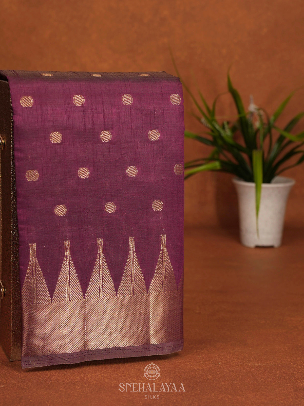 Wine Raw Silk Saree