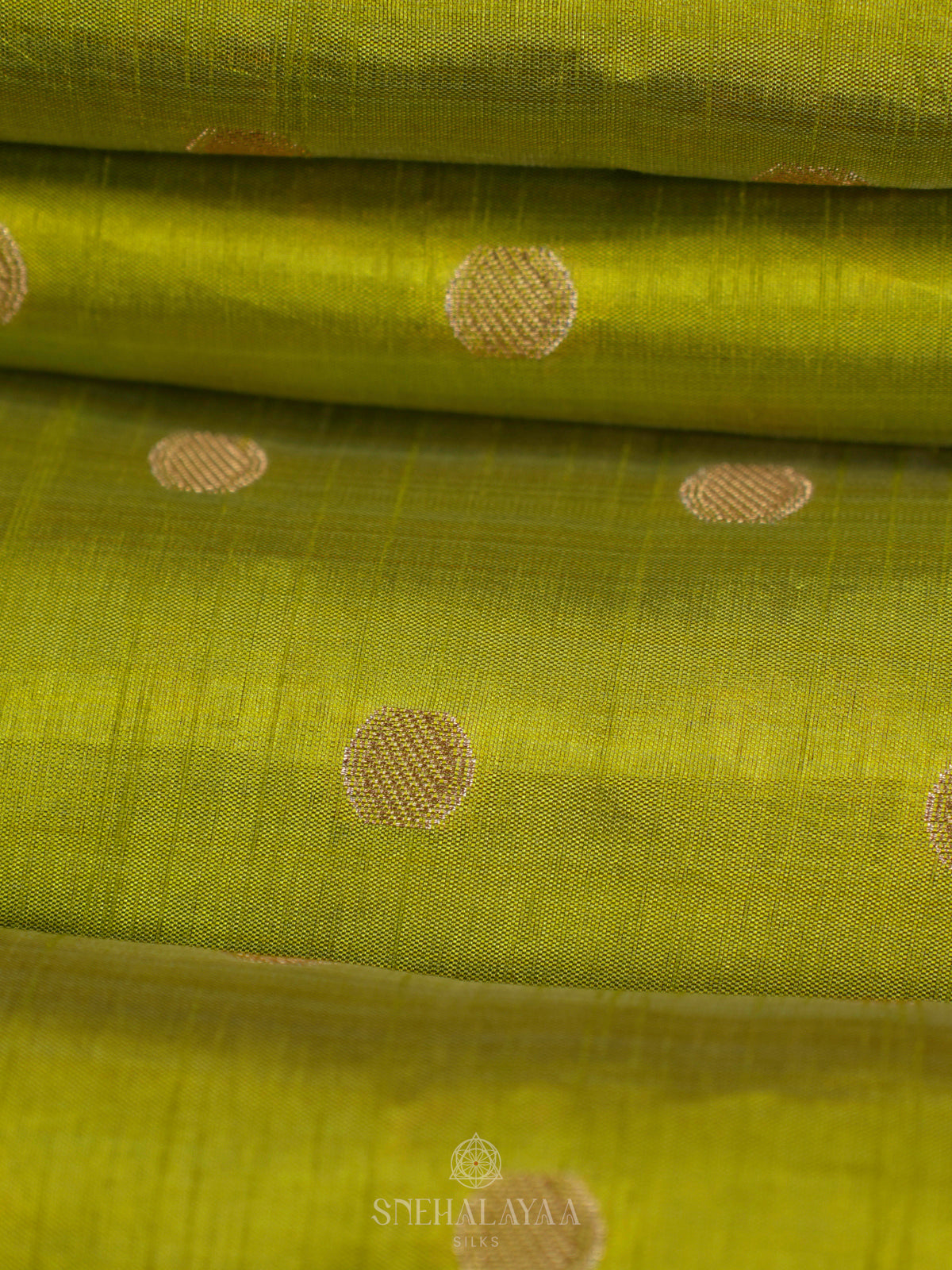 Lime Green Raw Silk Saree