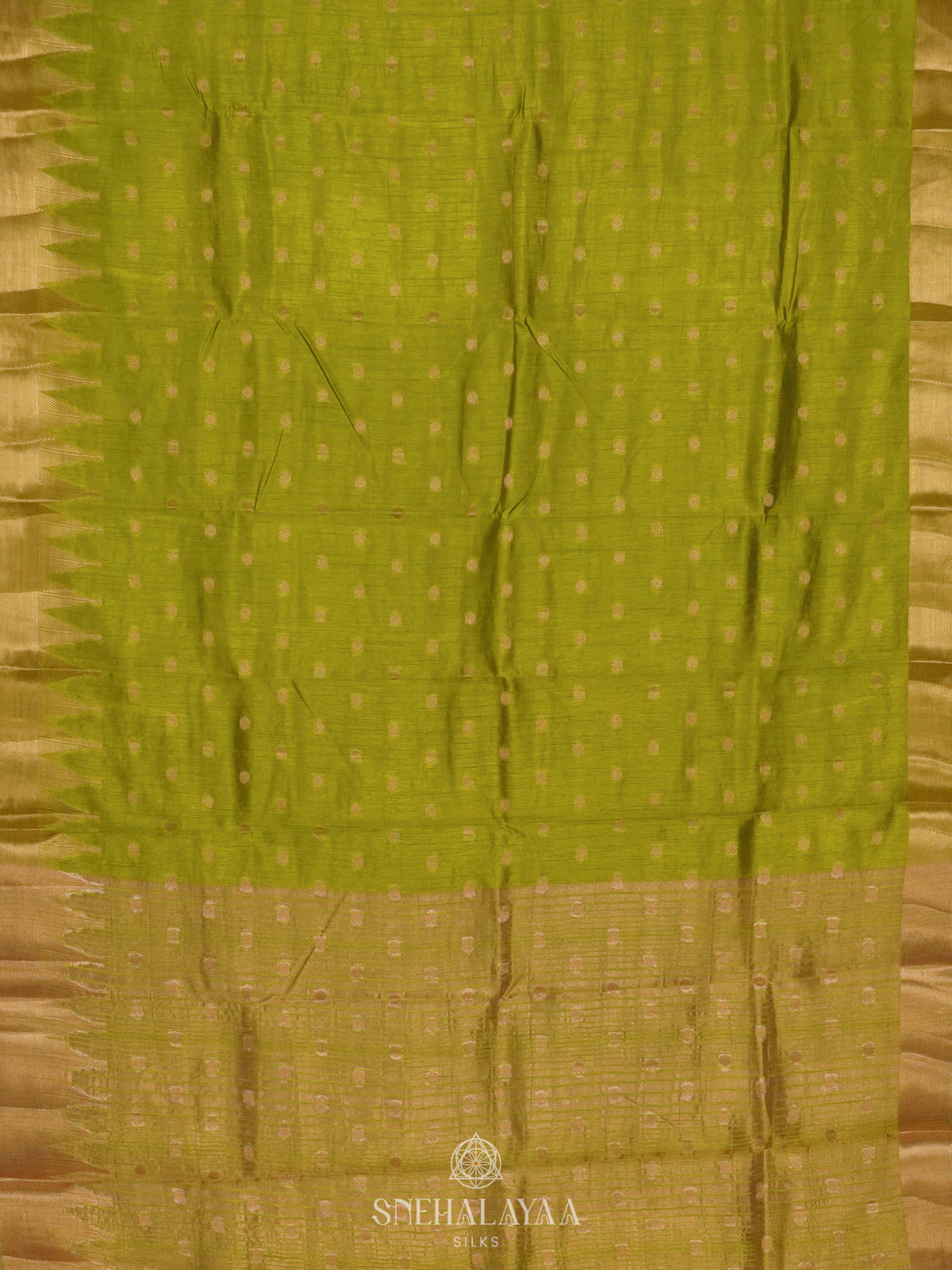 Lime Green Raw Silk Saree