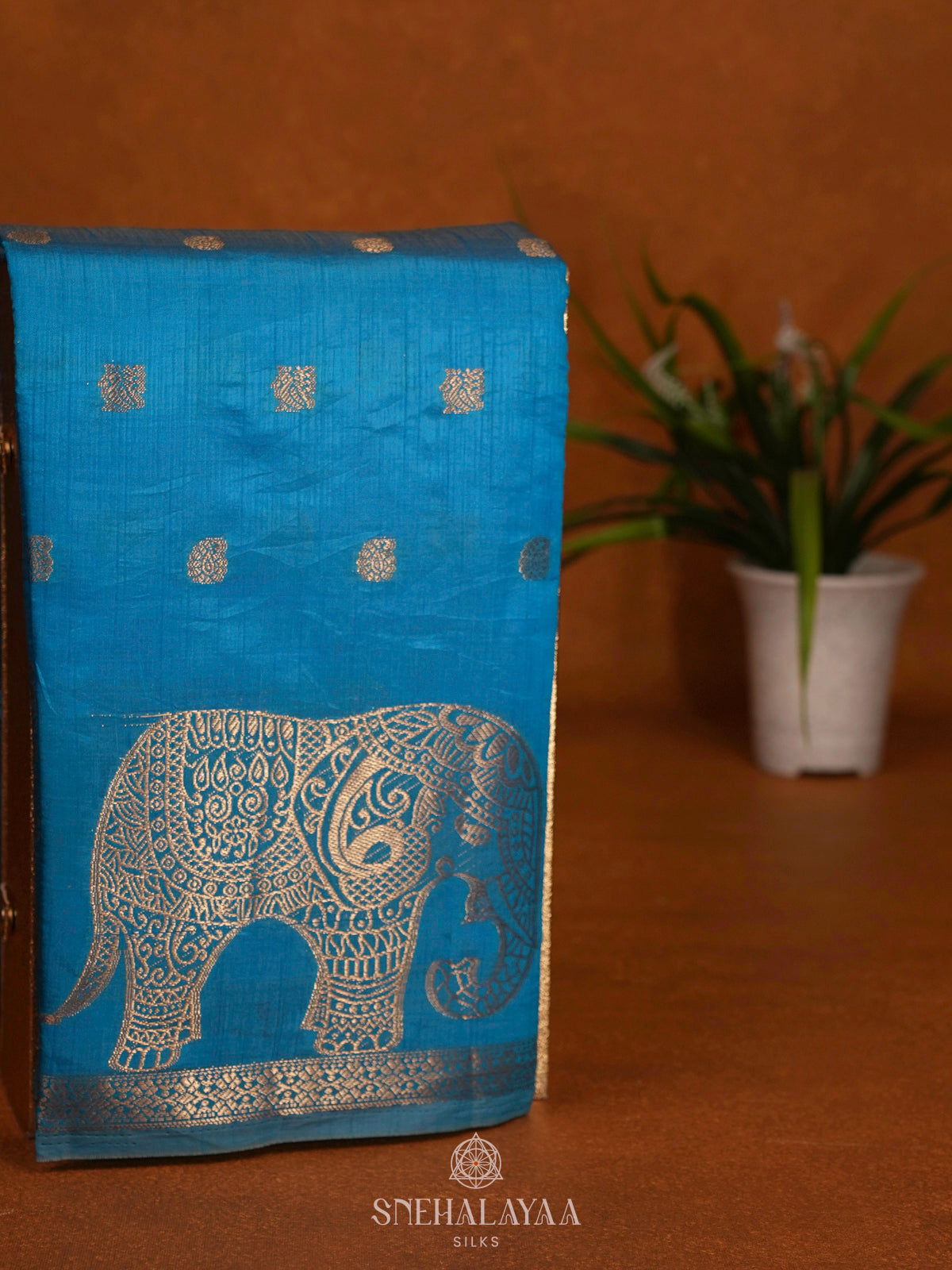 Sky Blue Raw Silk Saree
