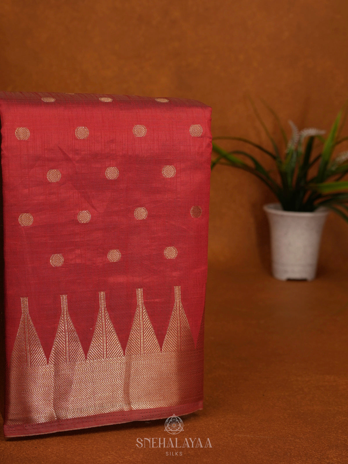 Ruby Red Raw Silk Saree
