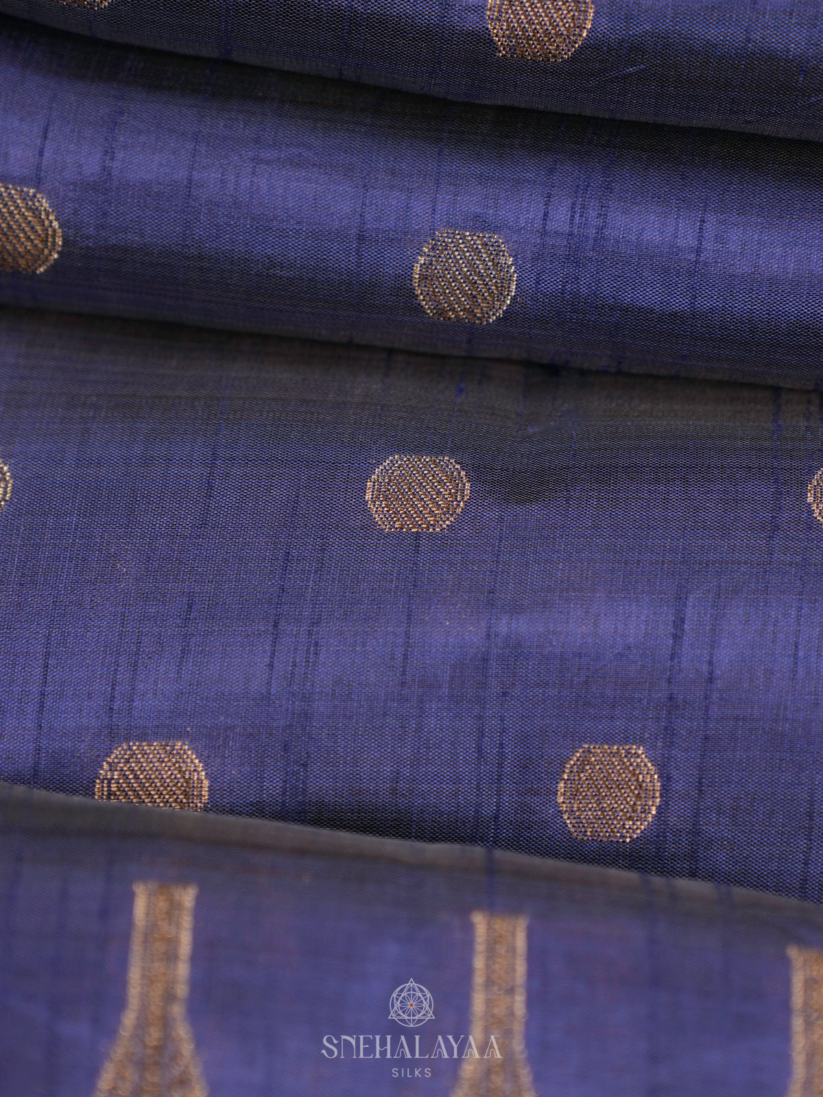 Navy Blue Raw Silk Saree