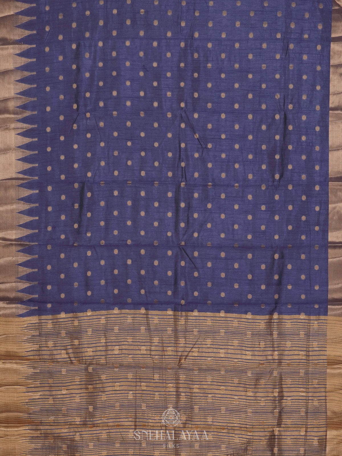 Navy Blue Raw Silk Saree