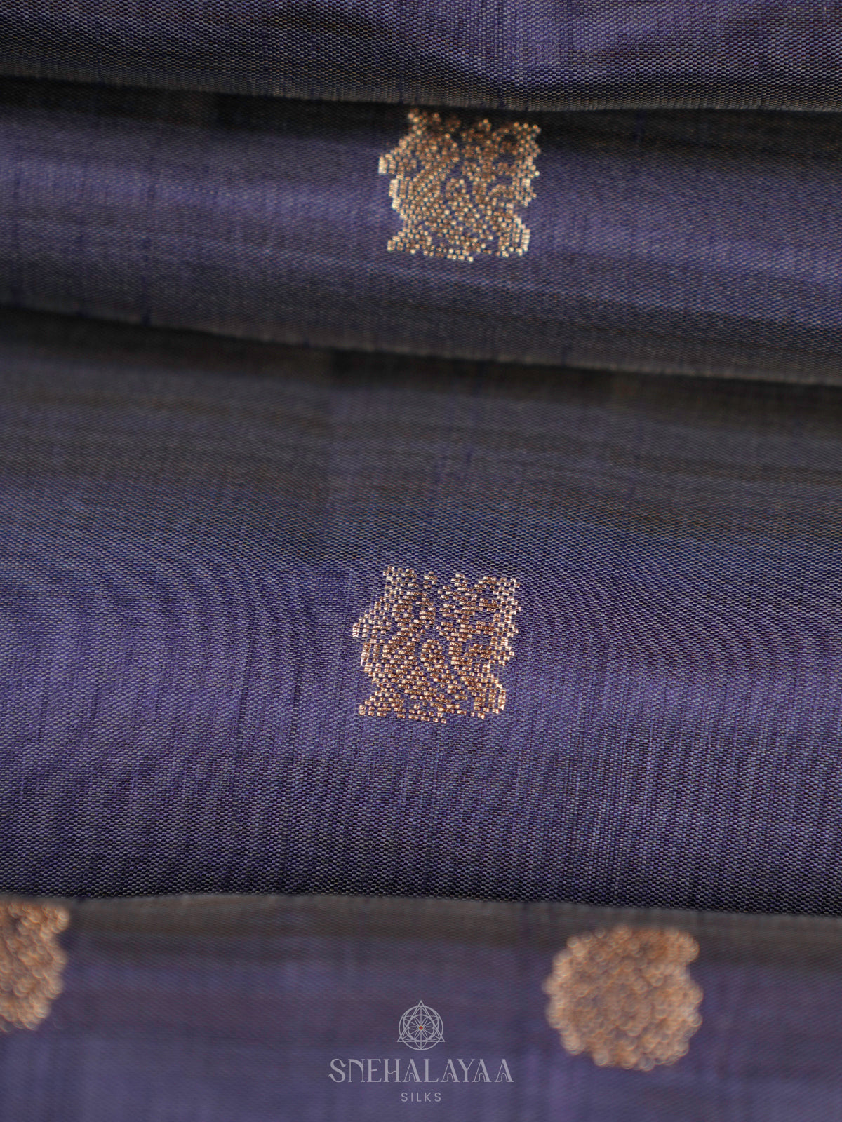 Navy Blue Raw Silk Saree