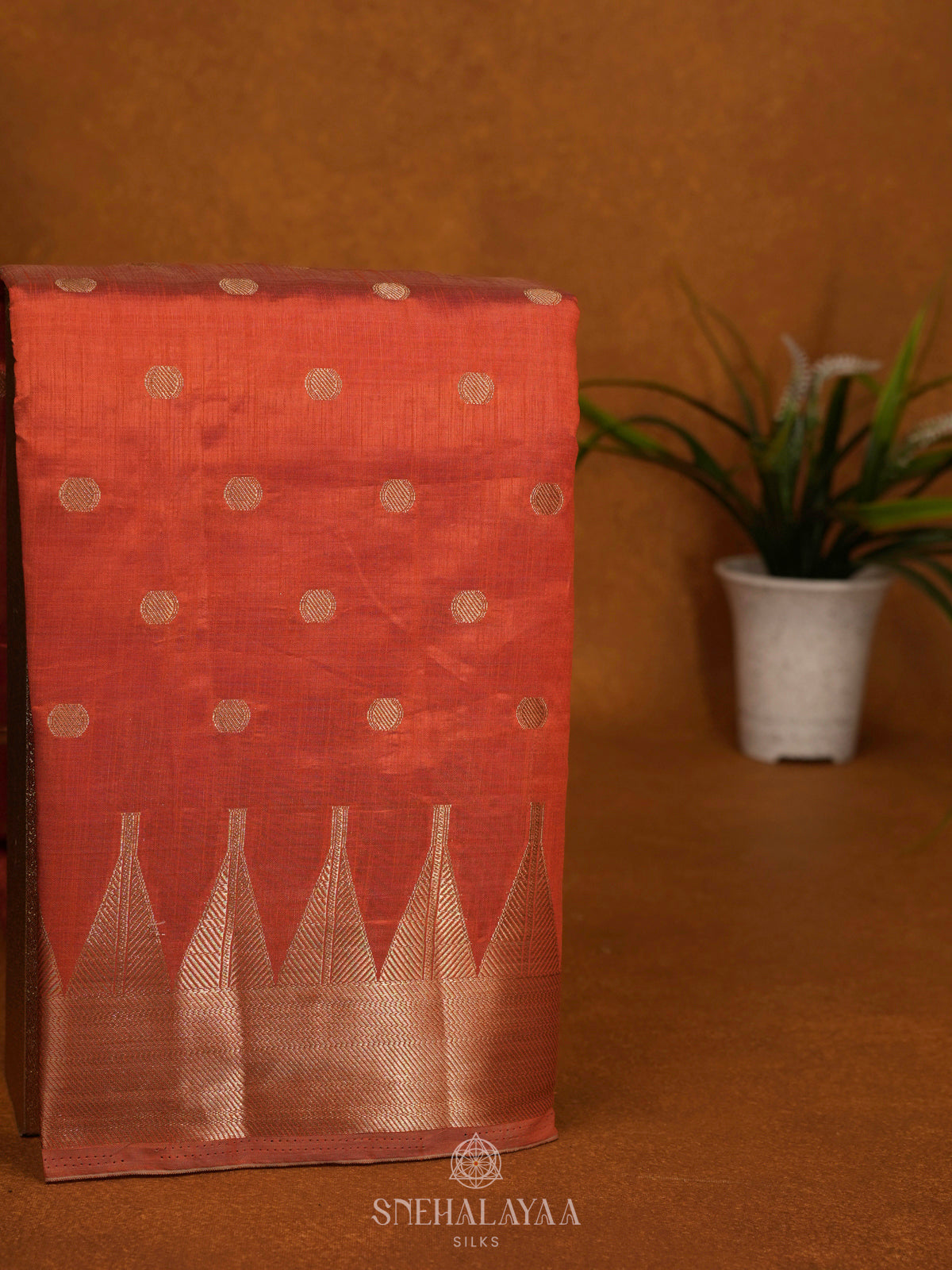 Orange Raw Silk Saree