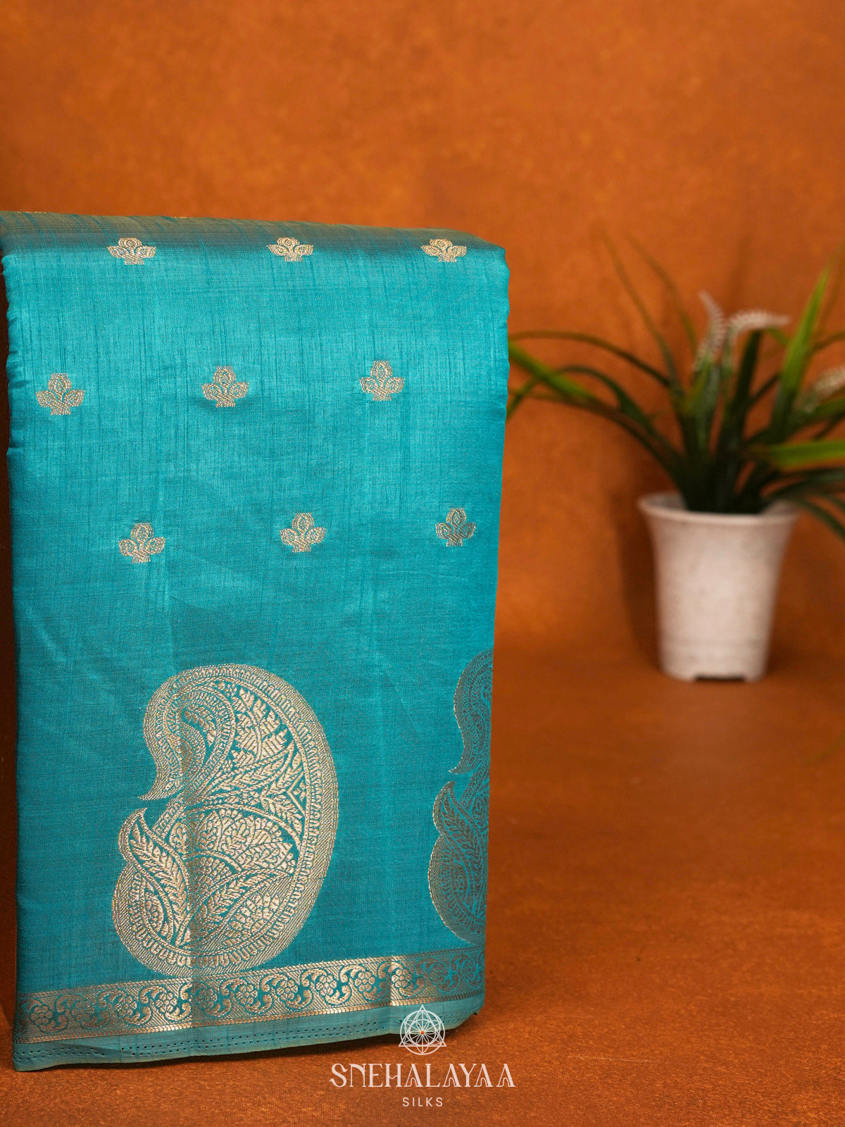 Sky Blue Raw Silk Saree