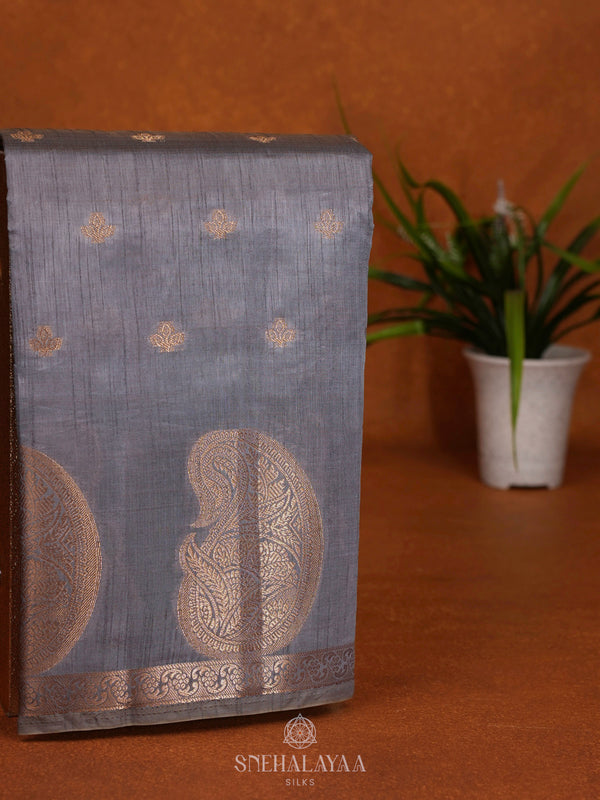 Grey Raw Silk Saree