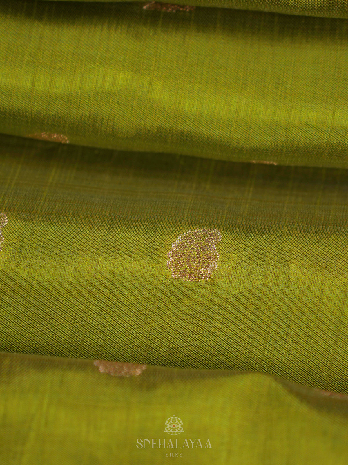 Lime Green Raw Silk Saree