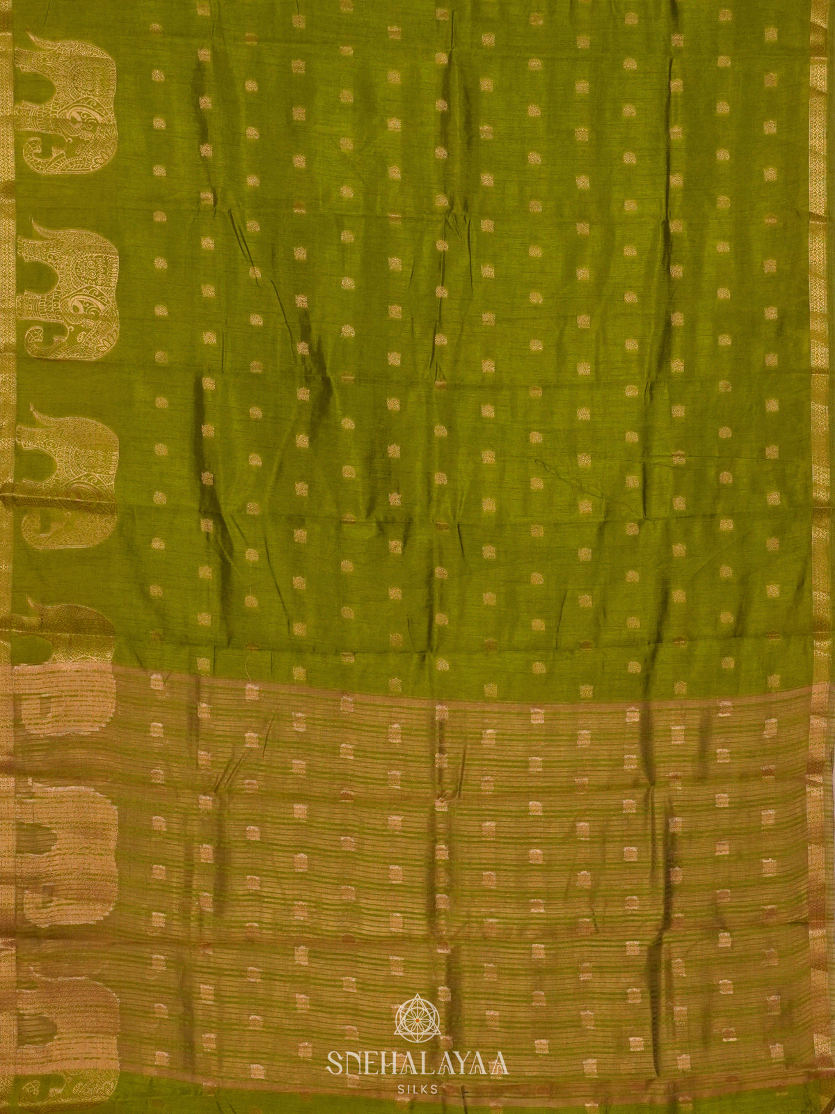 Lime Green Raw Silk Saree
