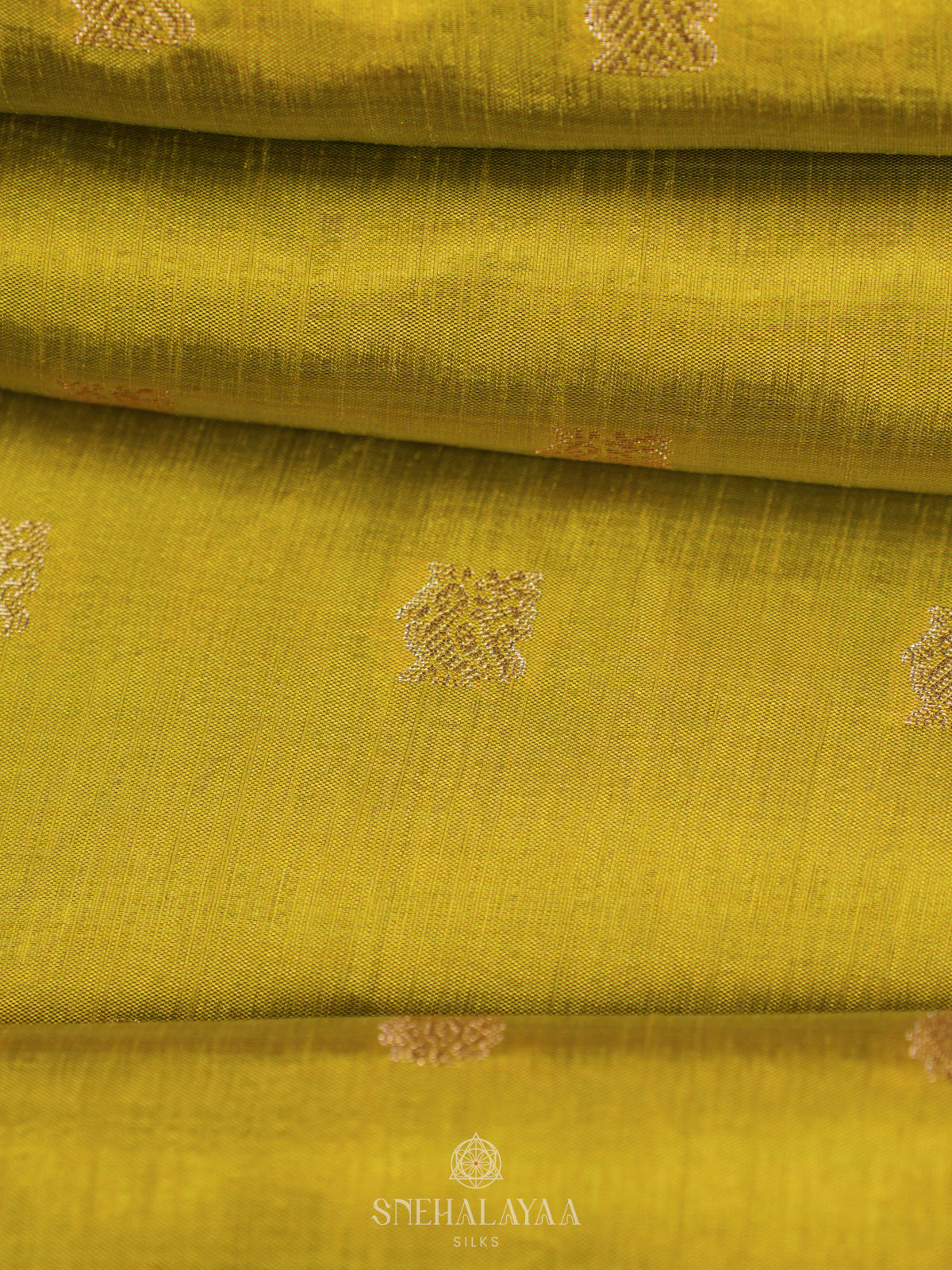 Lime Yellow Raw Silk Saree