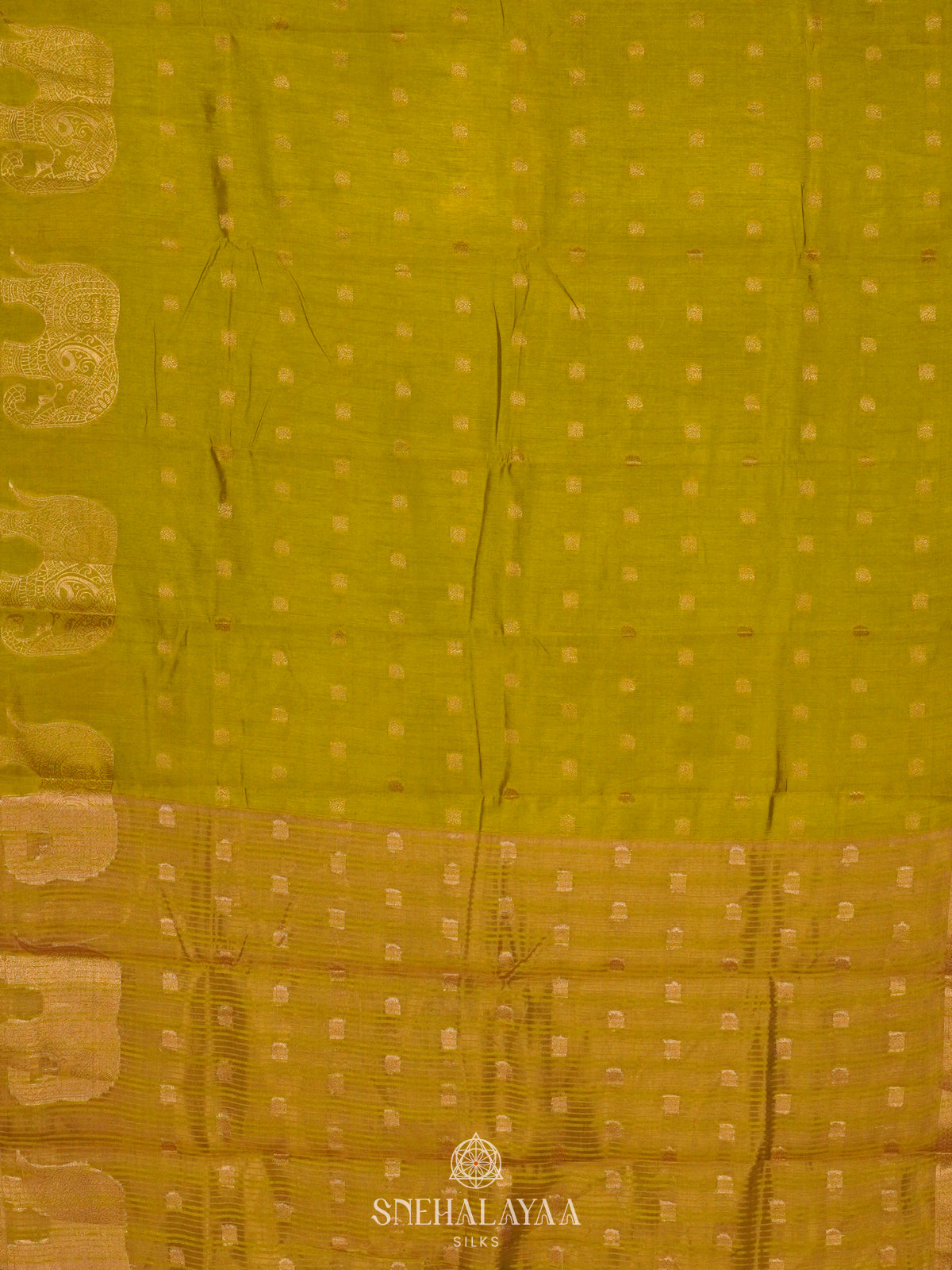 Lime Yellow Raw Silk Saree
