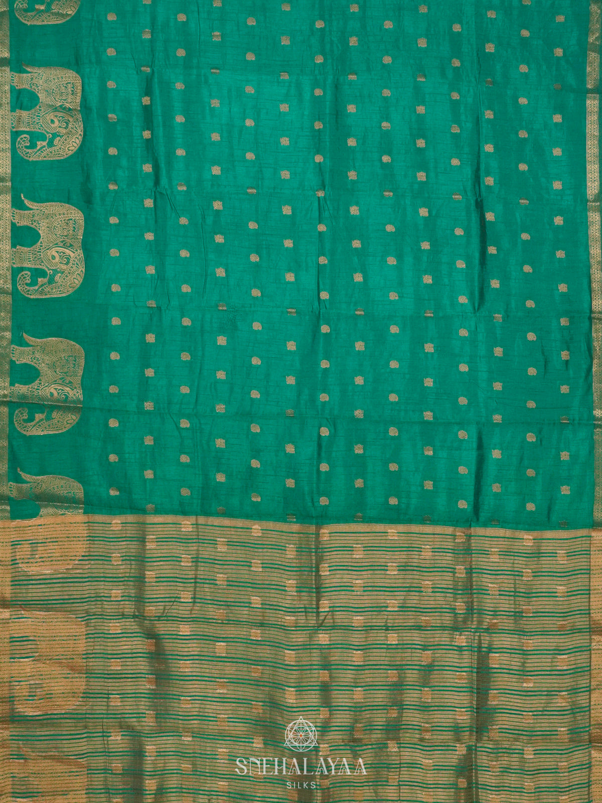 Teal Green Raw Silk Saree