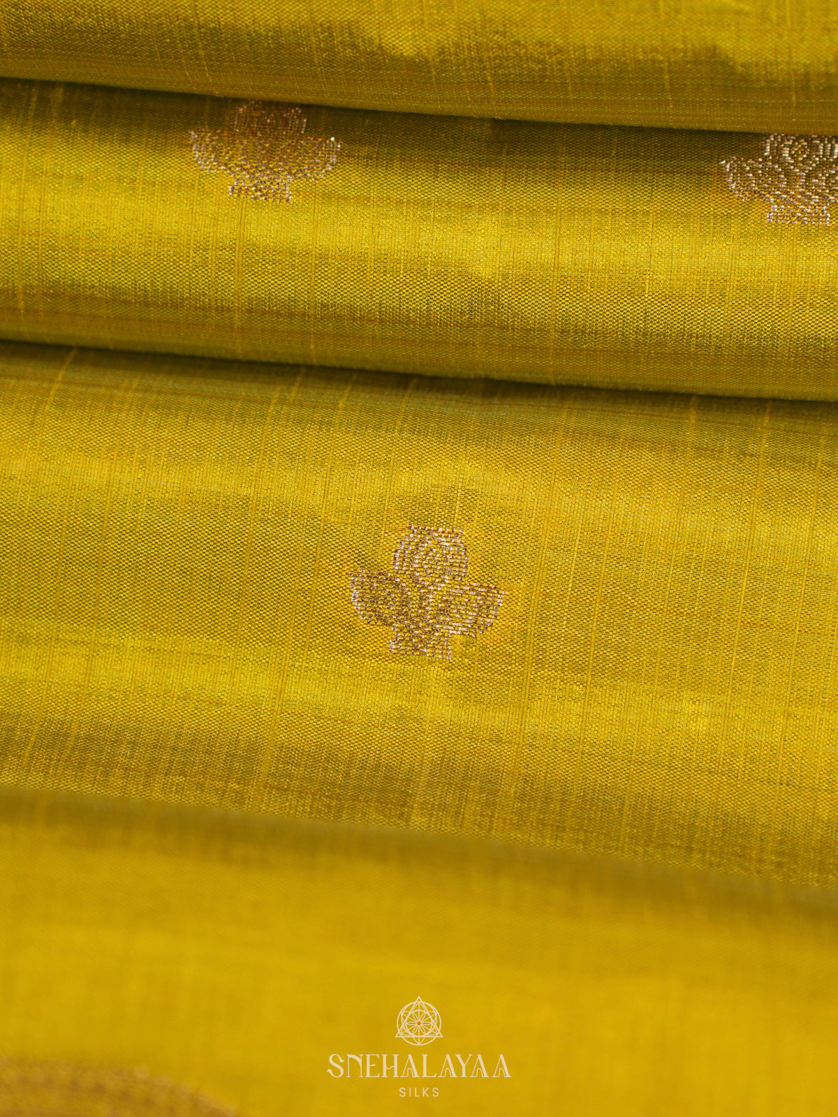 Lime Yellow Raw Silk Saree