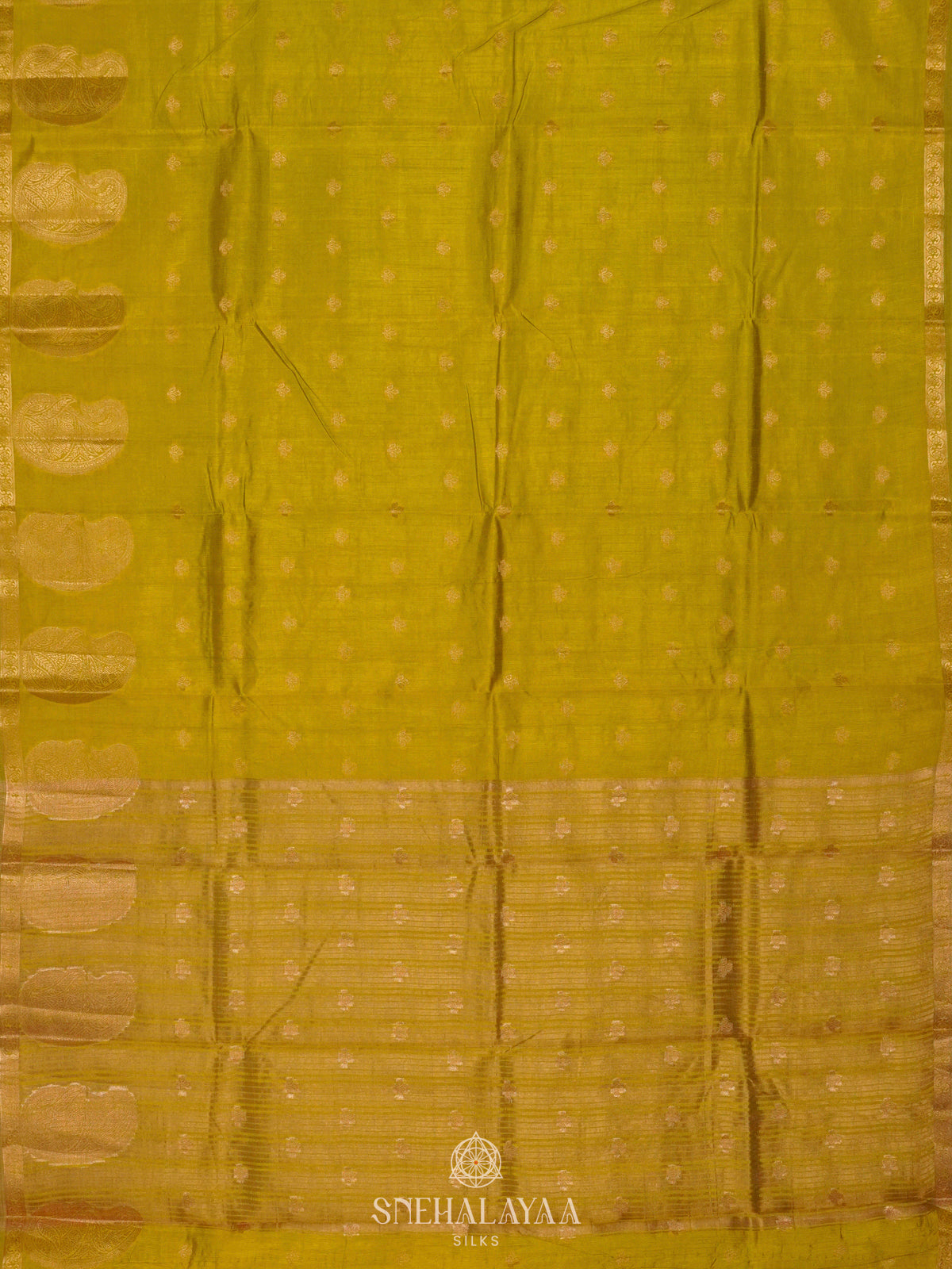 Lime Yellow Raw Silk Saree