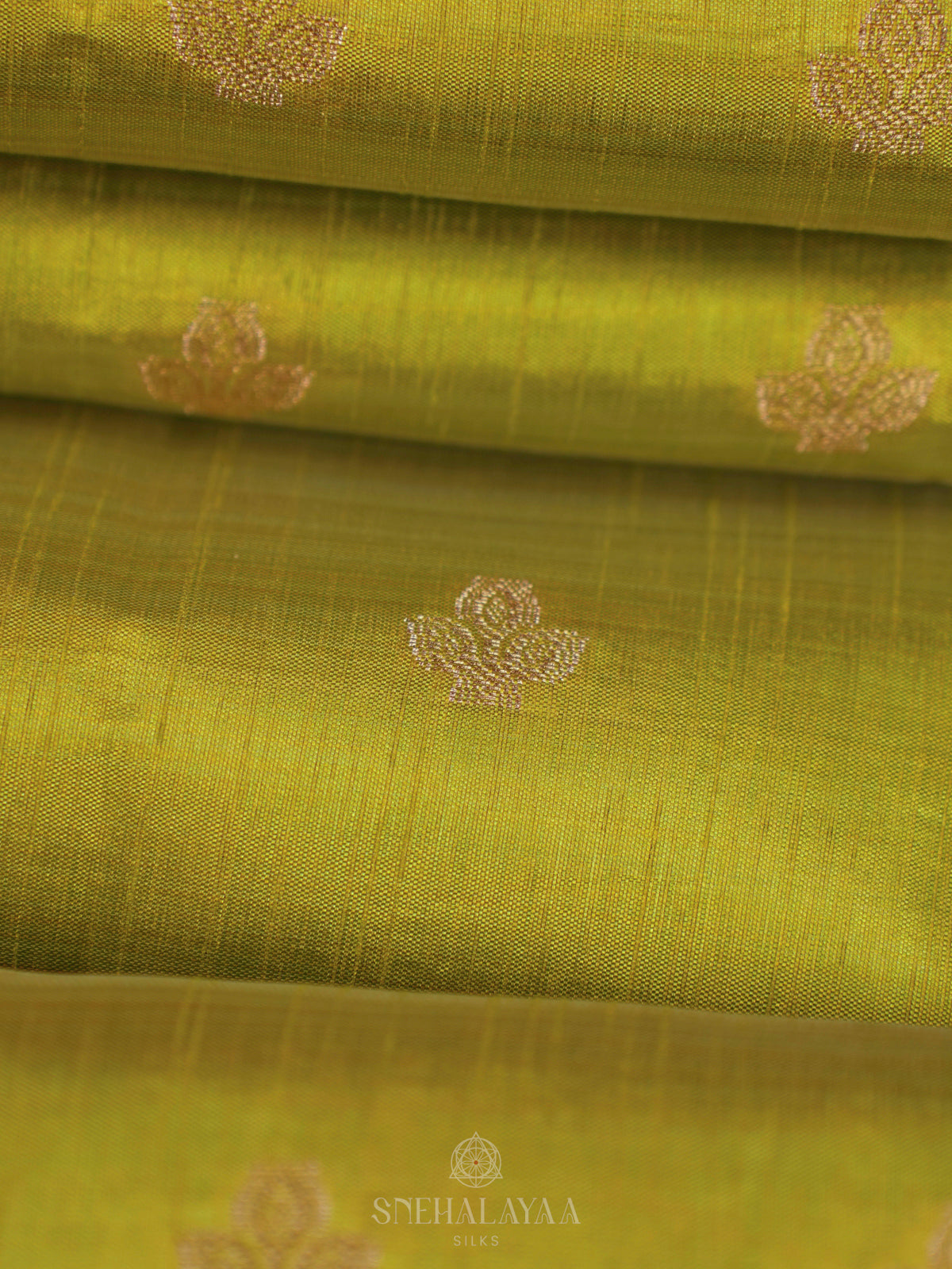 Lime Green Raw Silk Saree