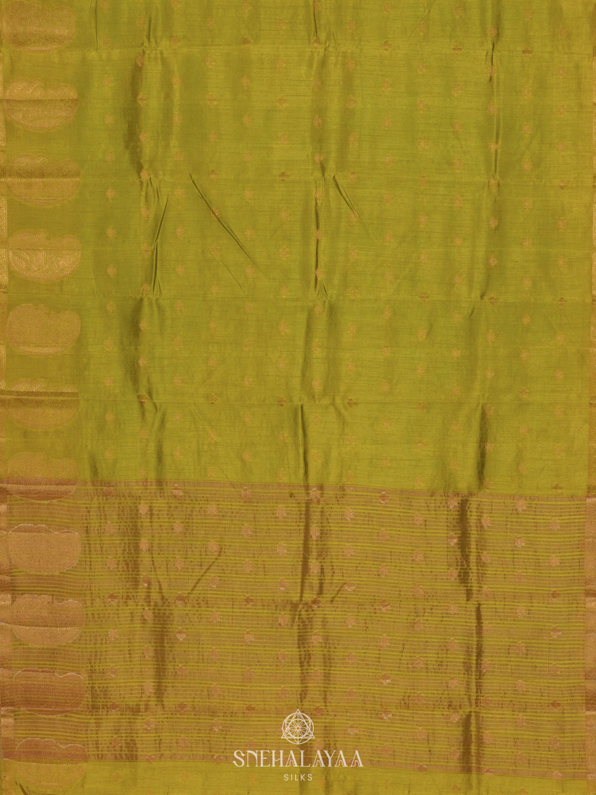 Lime Green Raw Silk Saree