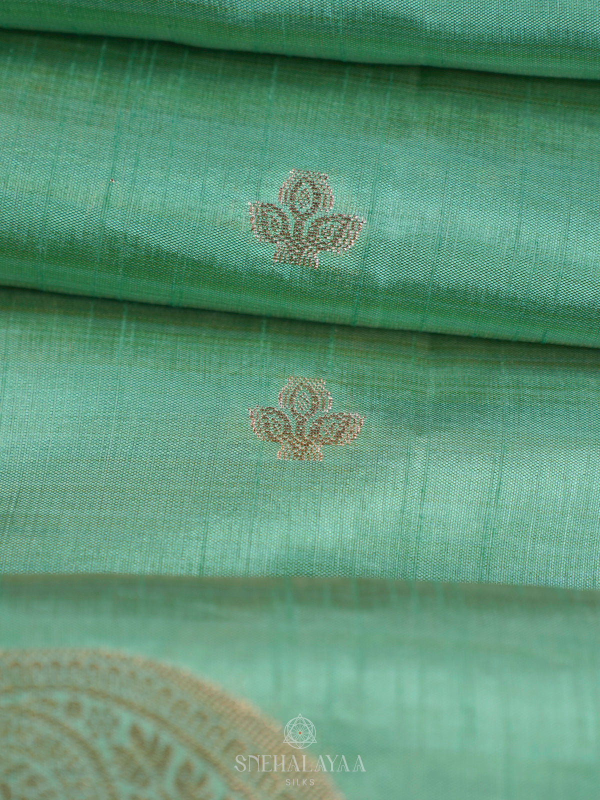 Mint Green Raw Silk Saree