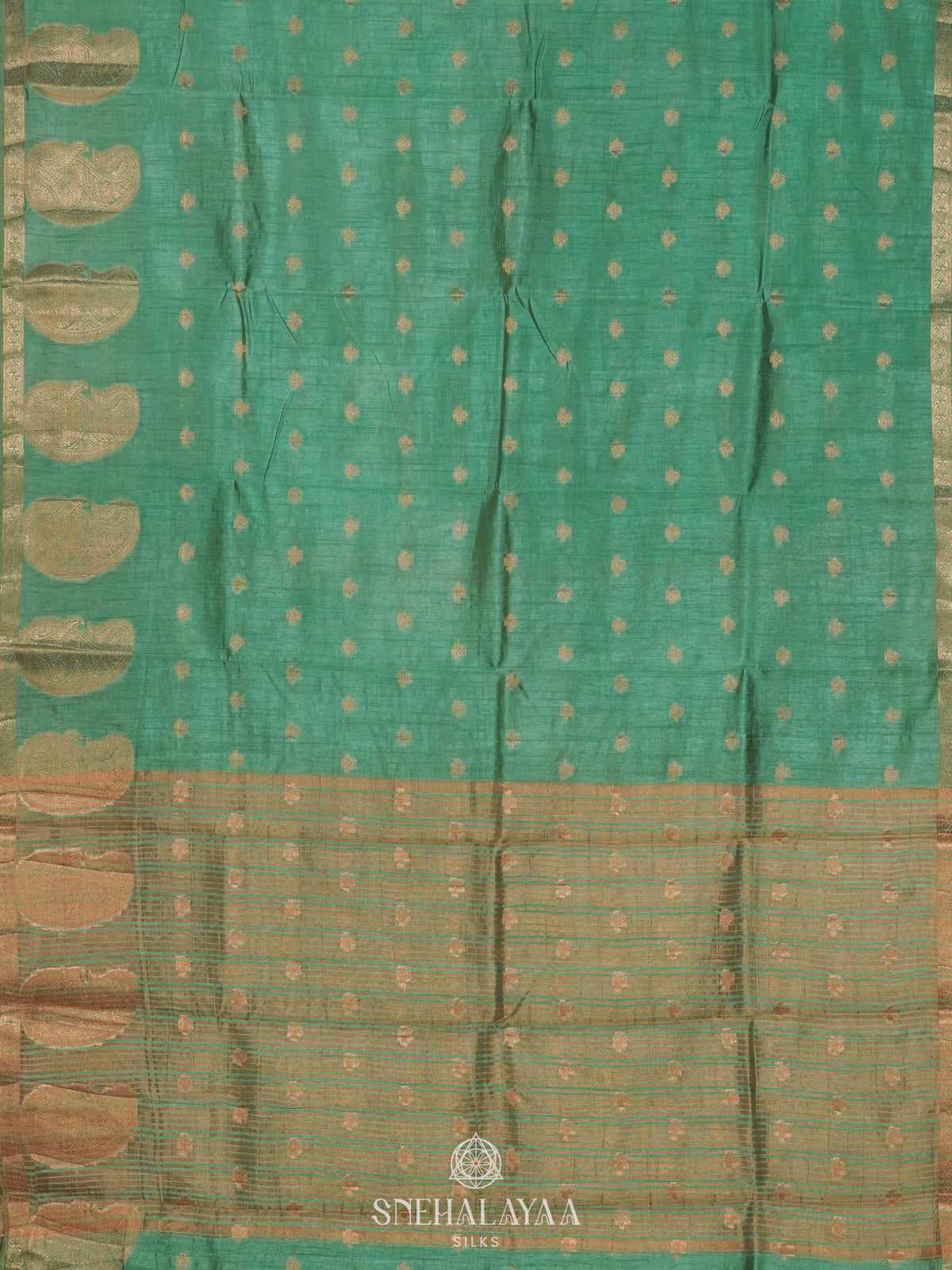 Mint Green Raw Silk Saree