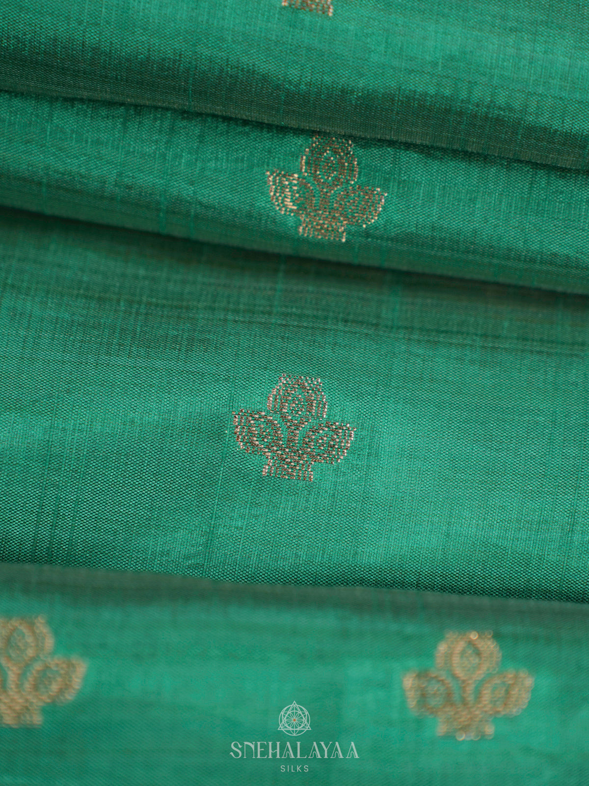 Teal Green Raw Silk Saree