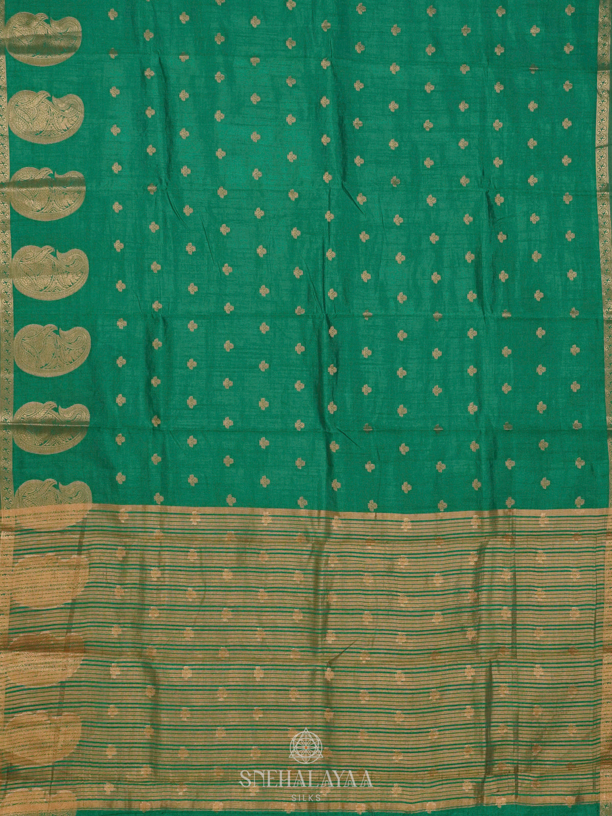 Teal Green Raw Silk Saree