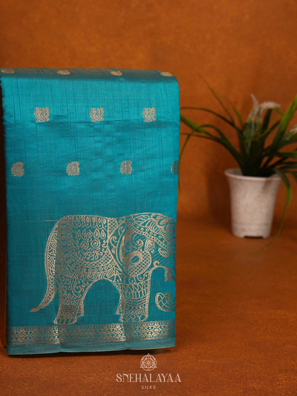 Sky Blue Raw Silk Saree