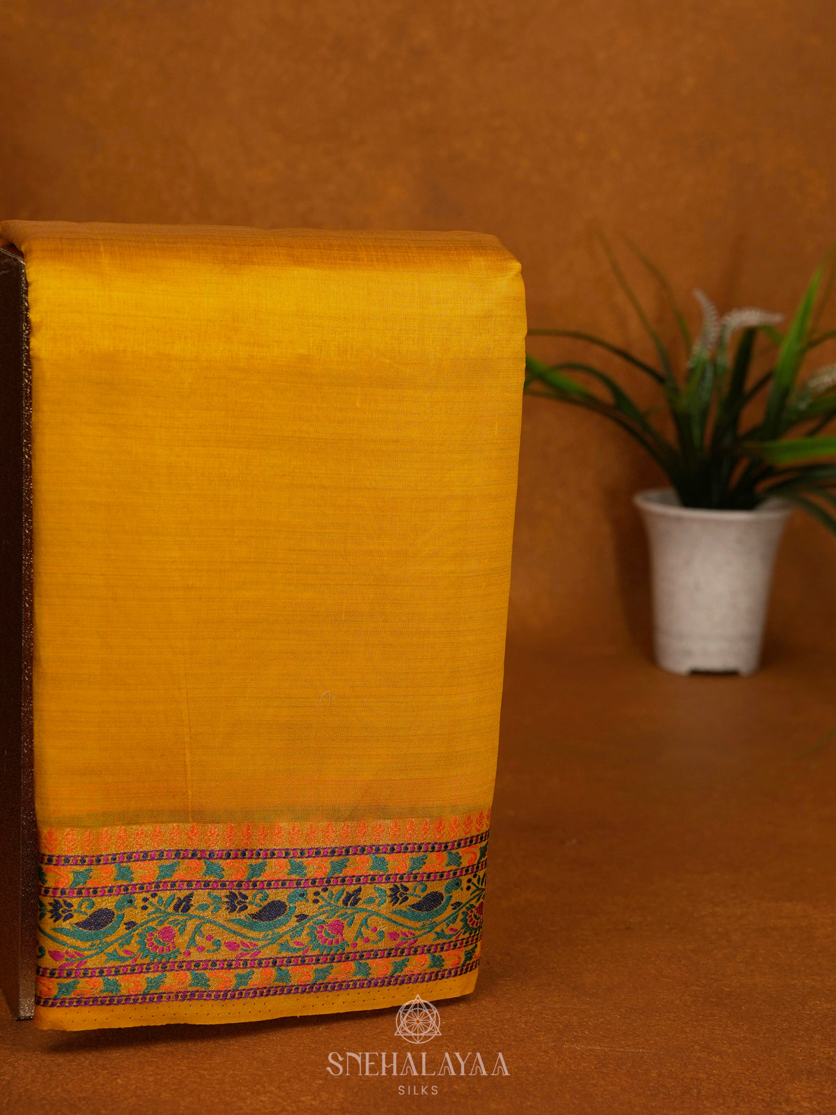 Mango Yellow Raw Silk Saree