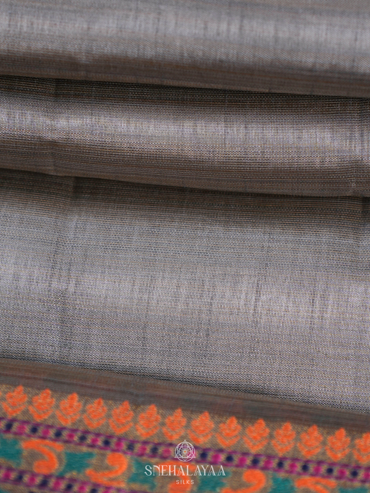 Grey Raw Silk Saree