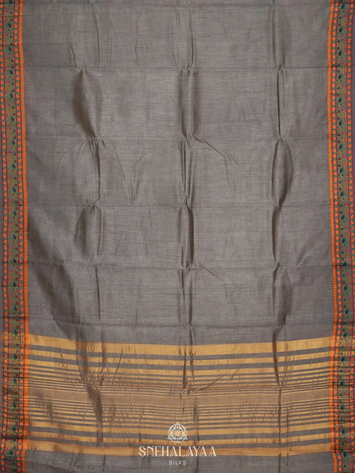 Grey Raw Silk Saree