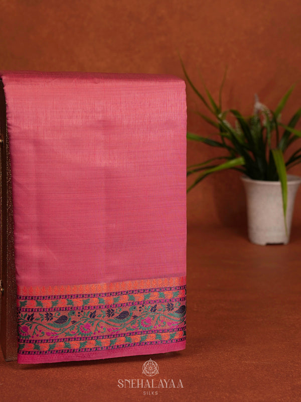 Pink Raw Silk Saree