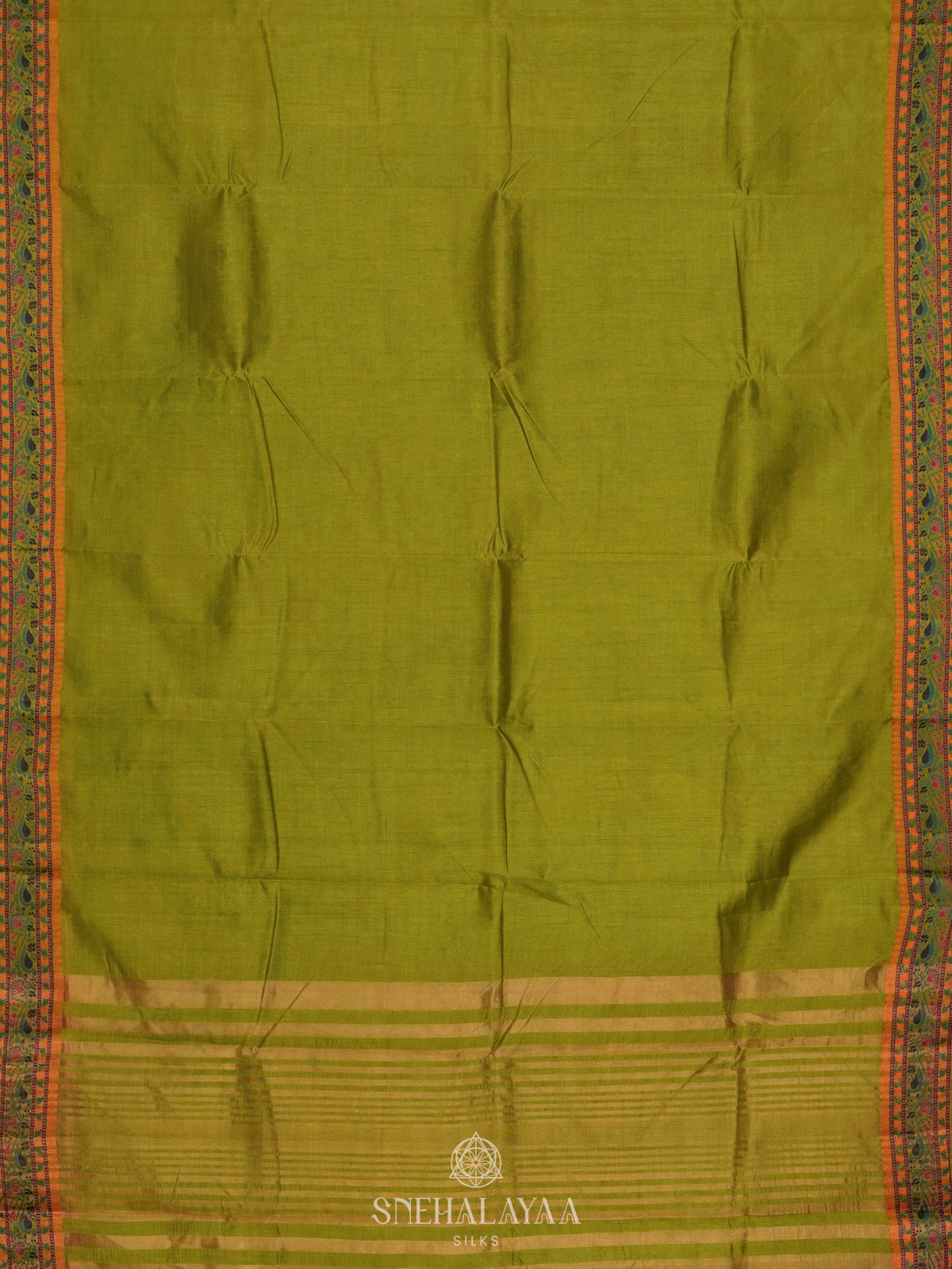 Lime Green Raw Silk Saree