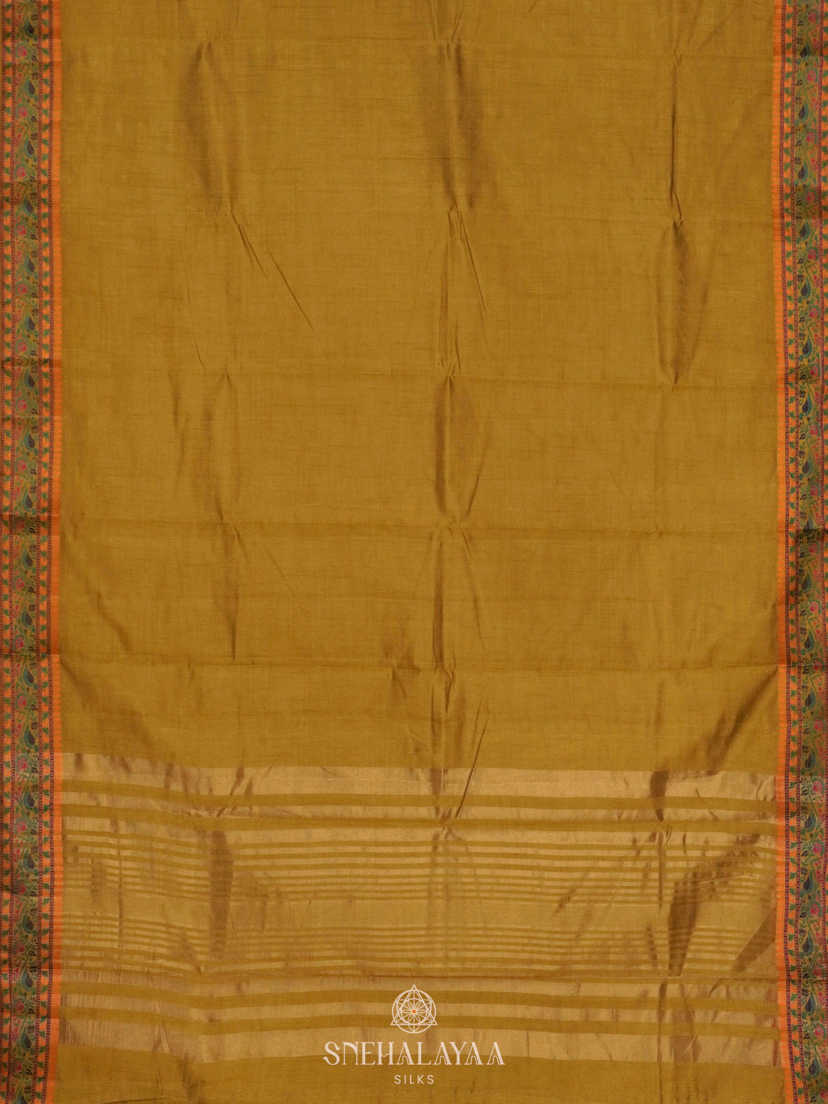 Lime Green Raw Silk Saree