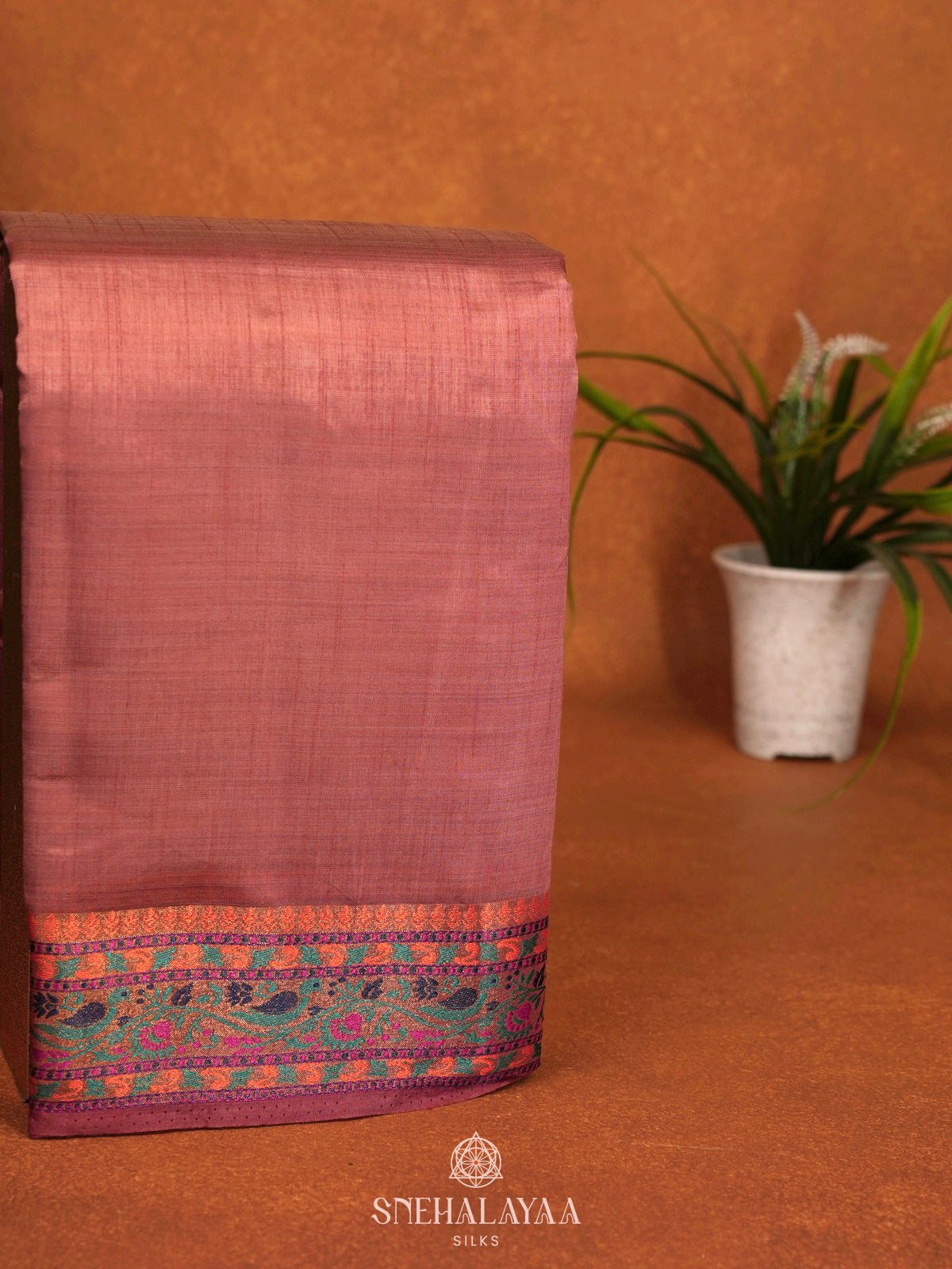 Peach Raw Silk Saree