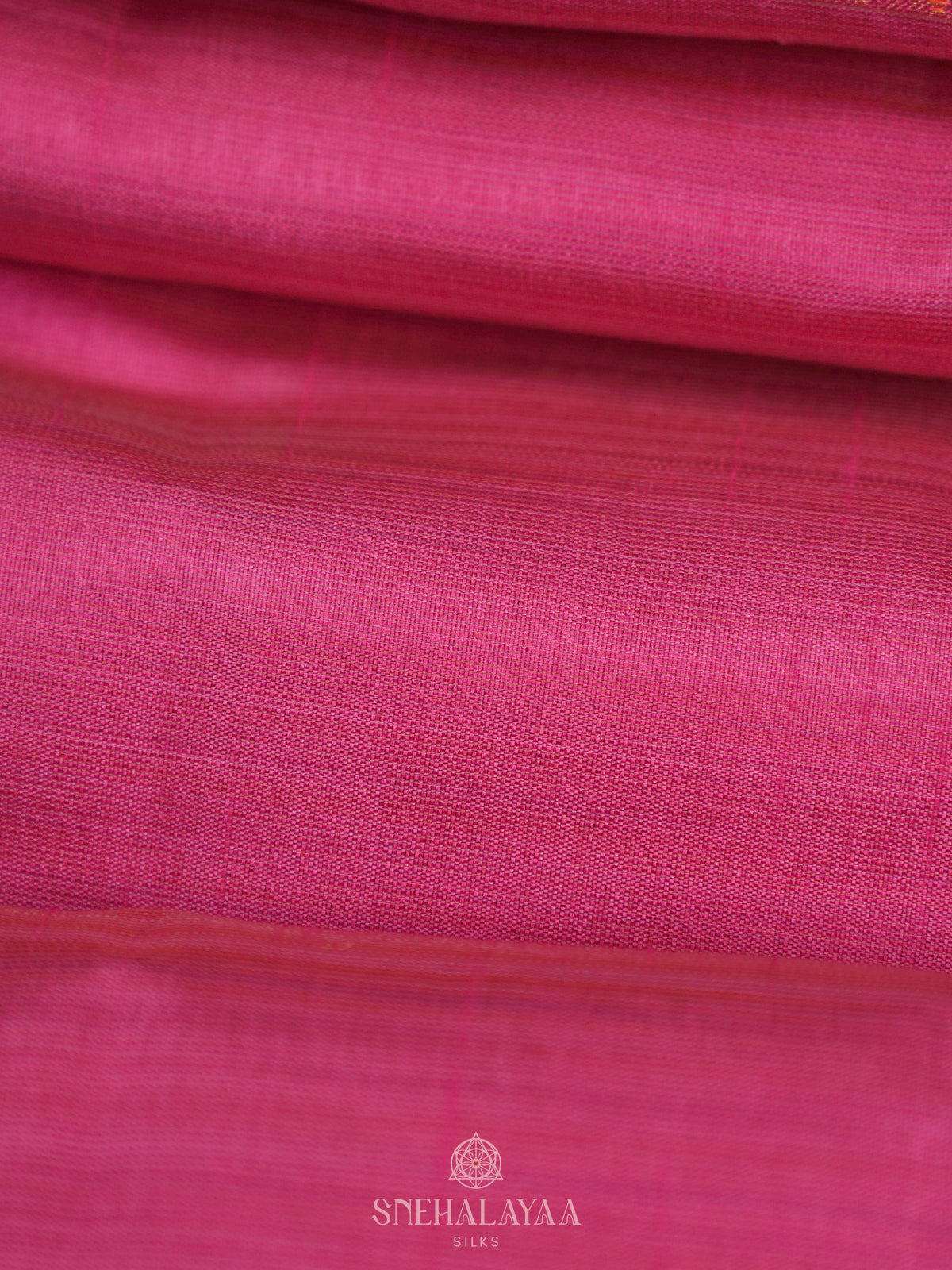 Pink Raw Silk Saree