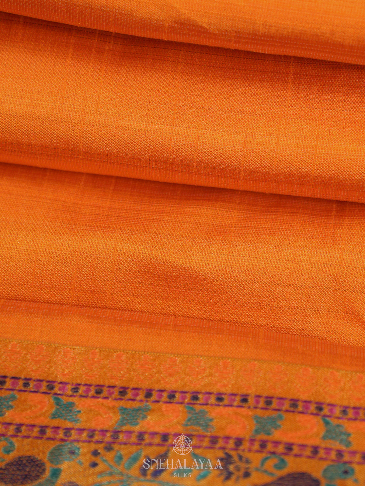 Orange Raw Silk Saree