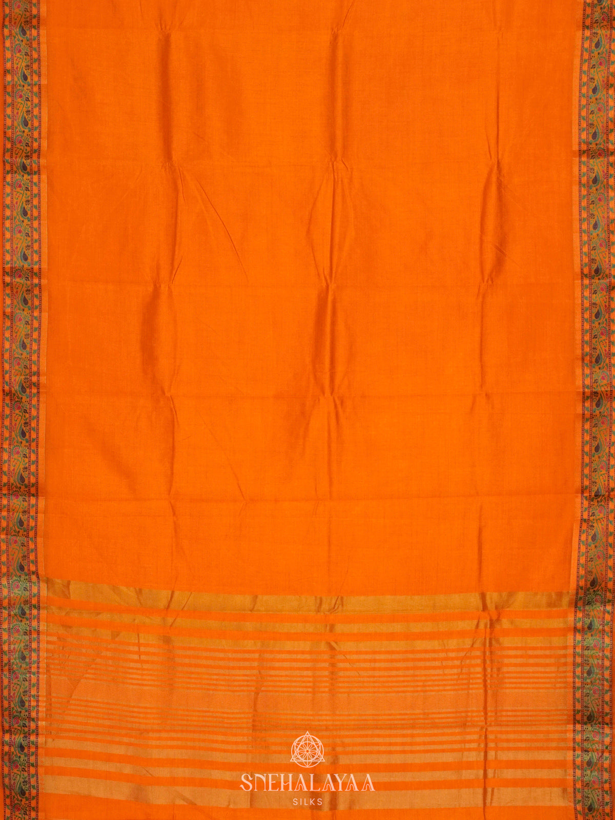 Orange Raw Silk Saree