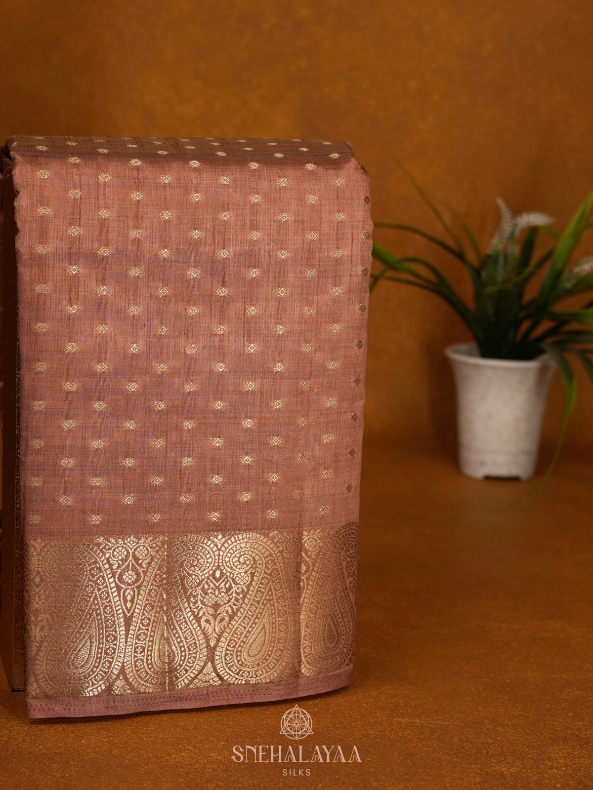 Mauve Pink Raw Silk Saree