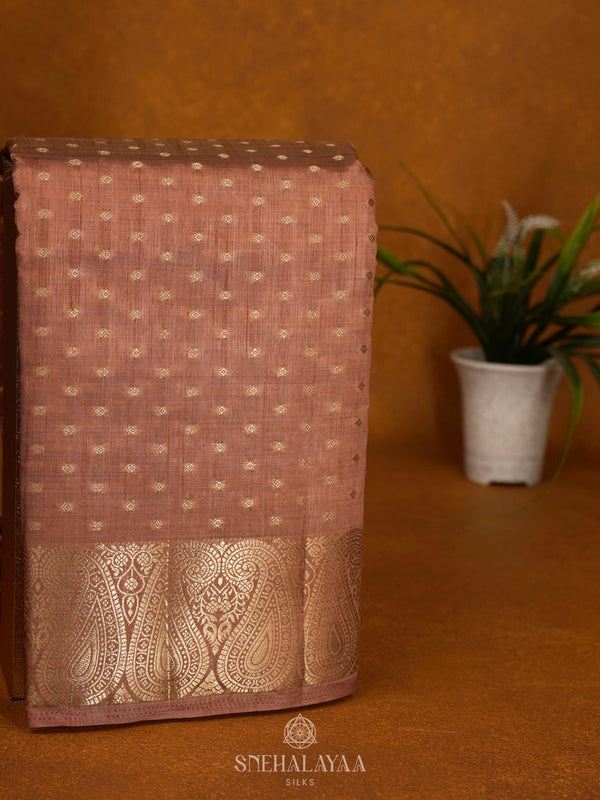 Mauve Pink Raw Silk Saree