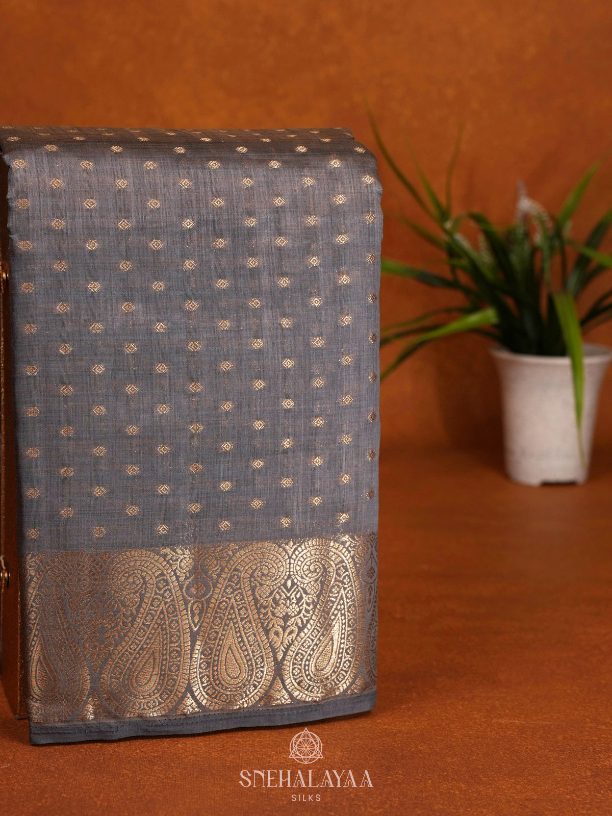 Grey Raw Silk Saree