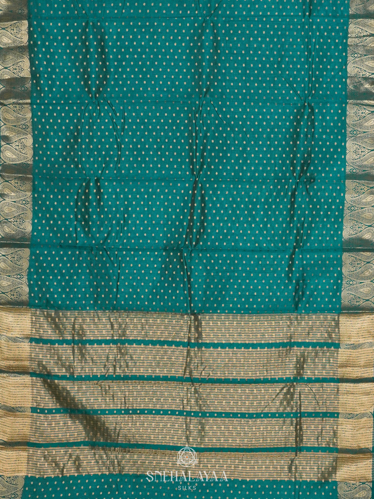 Teal Green Raw Silk Saree