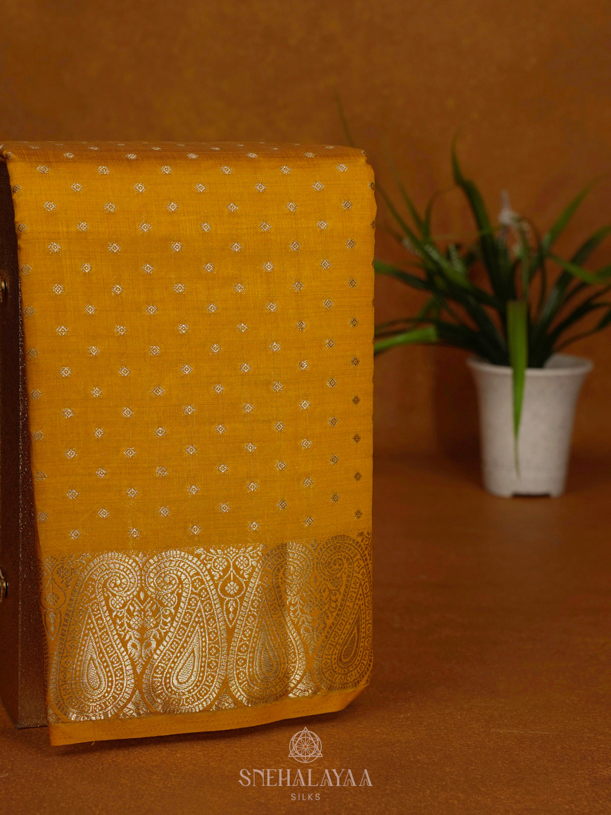 Mango Yellow Raw Silk Saree